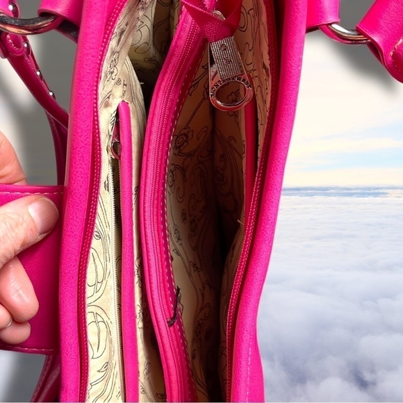 Nwot Montana West Tooled Concealed Handgun Studded Satchel Purse Pink - Picture 11 of 15